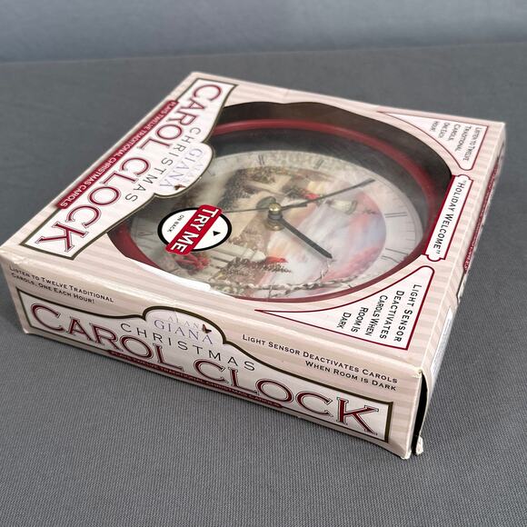 Musical Christmas Carol Clock 8" Red Cardinal Bird Cottagecore Cabin Kitschy New - Picture 7 of 16